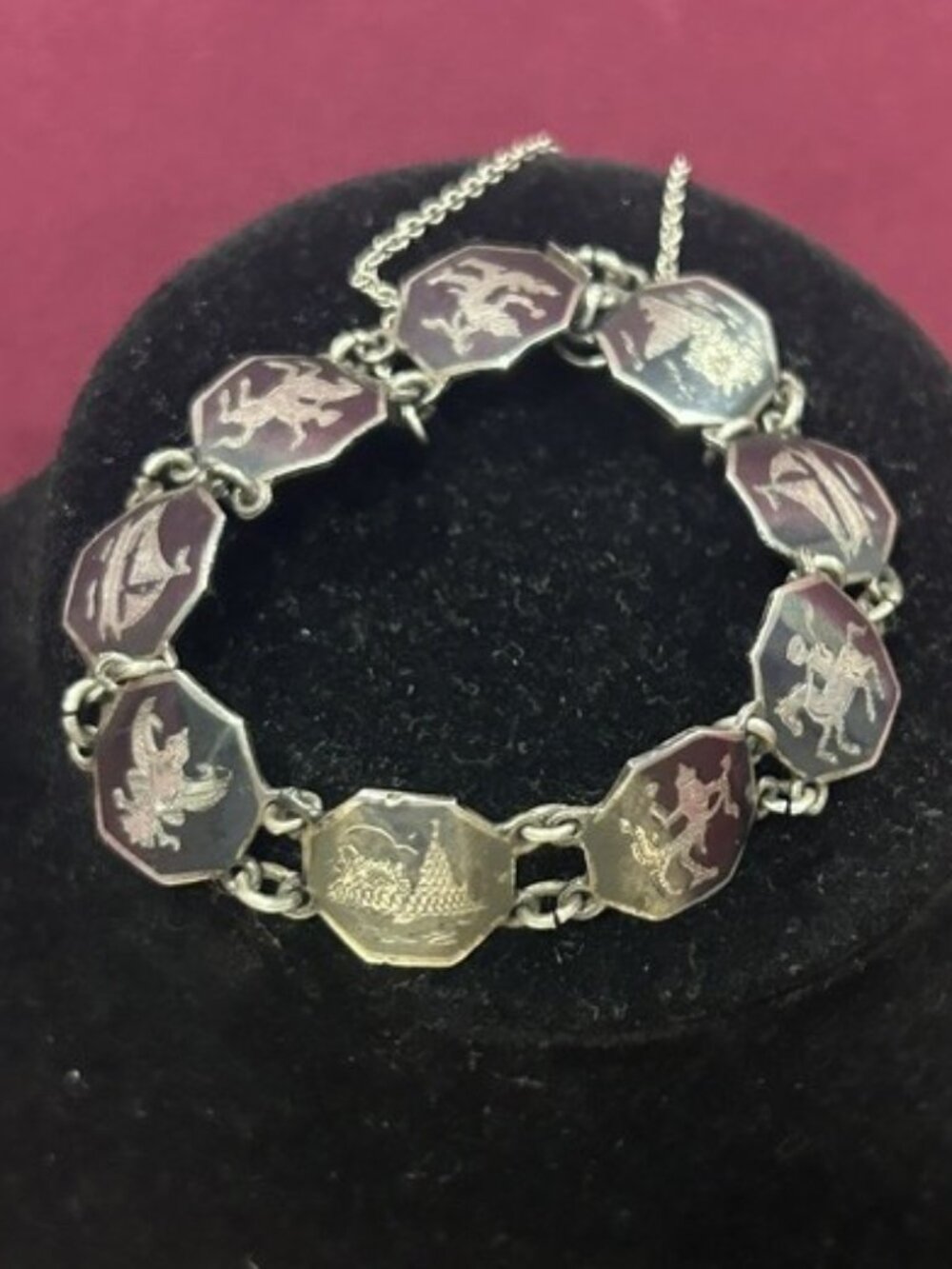 SIAM Sterling Silver Neilloware Octagon Panel Link BRACELET